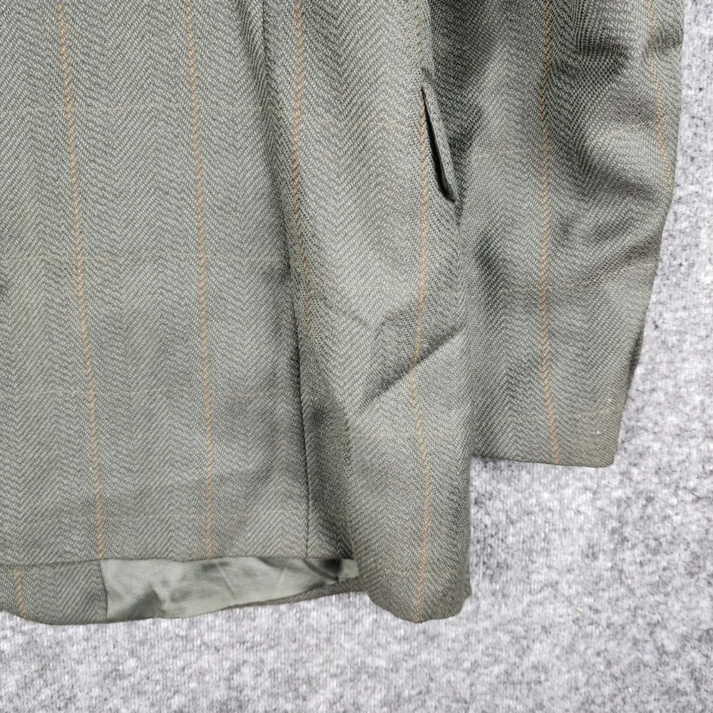 Fierte s.r.l. Blazer Mens‎ 42R Olive Green Herringbone Wool Windowpane Italy